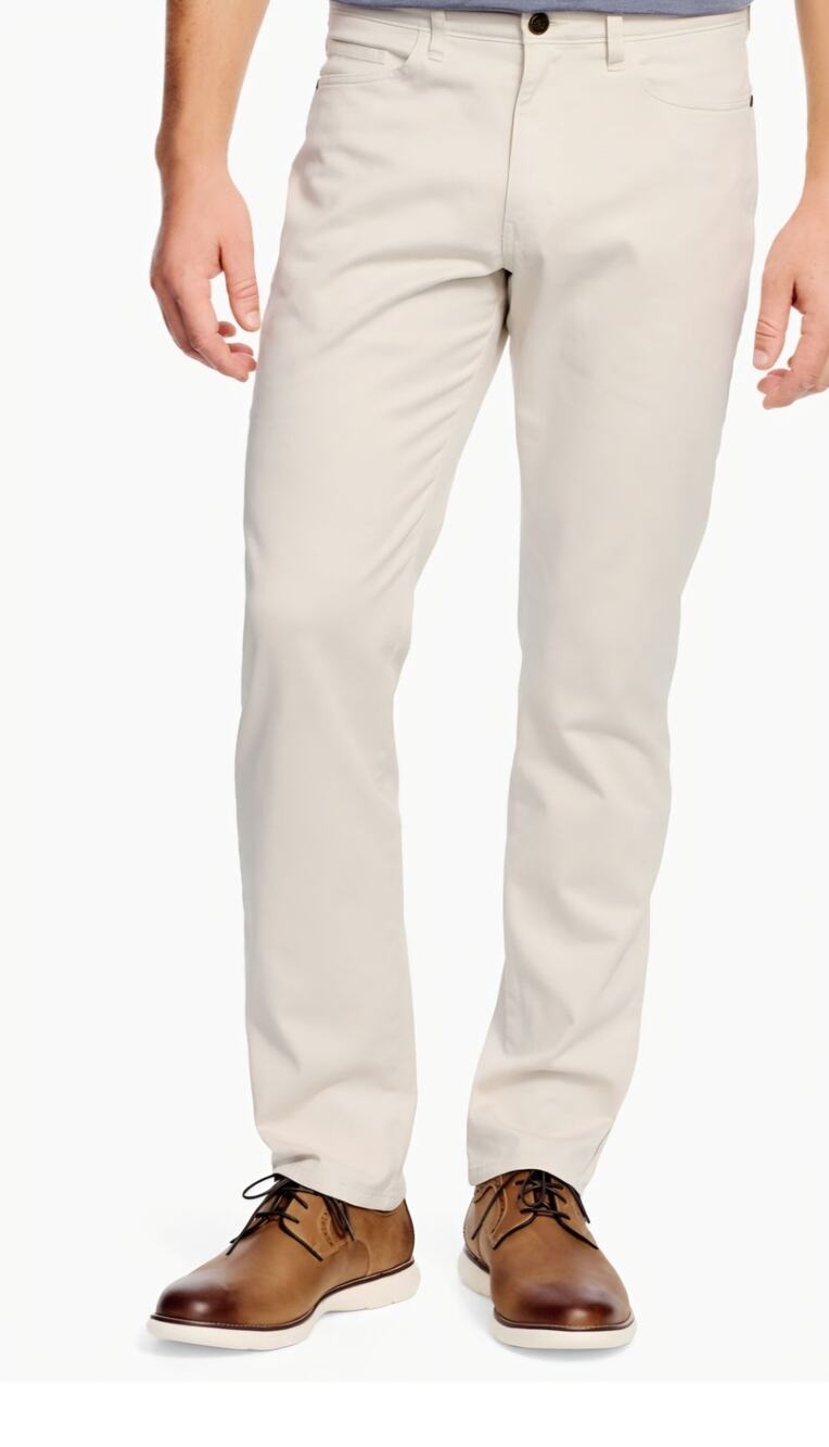 Johnston & Murphy Pima Cotton Stretch Pants Mens 36W x 32L Cream Off White Jeans